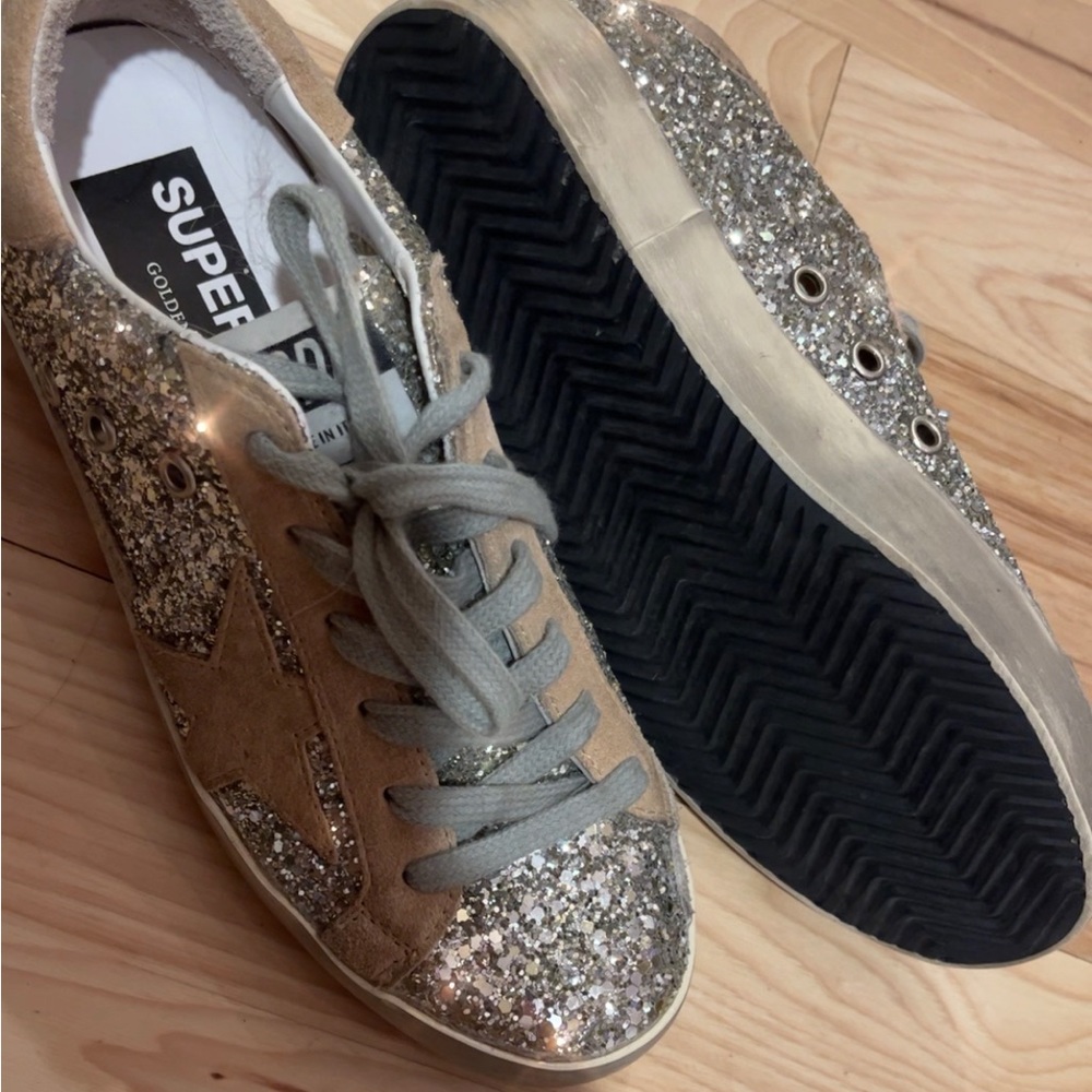 Golden Goose Glitter and Suede Sneakers
